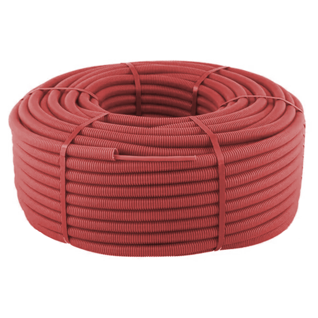 Tubo corrugado 100m con Rollo 100m de cable manguera rojo flexible trenzado 2 hilos apantallado LSZH (2x1.5) CPR RF120