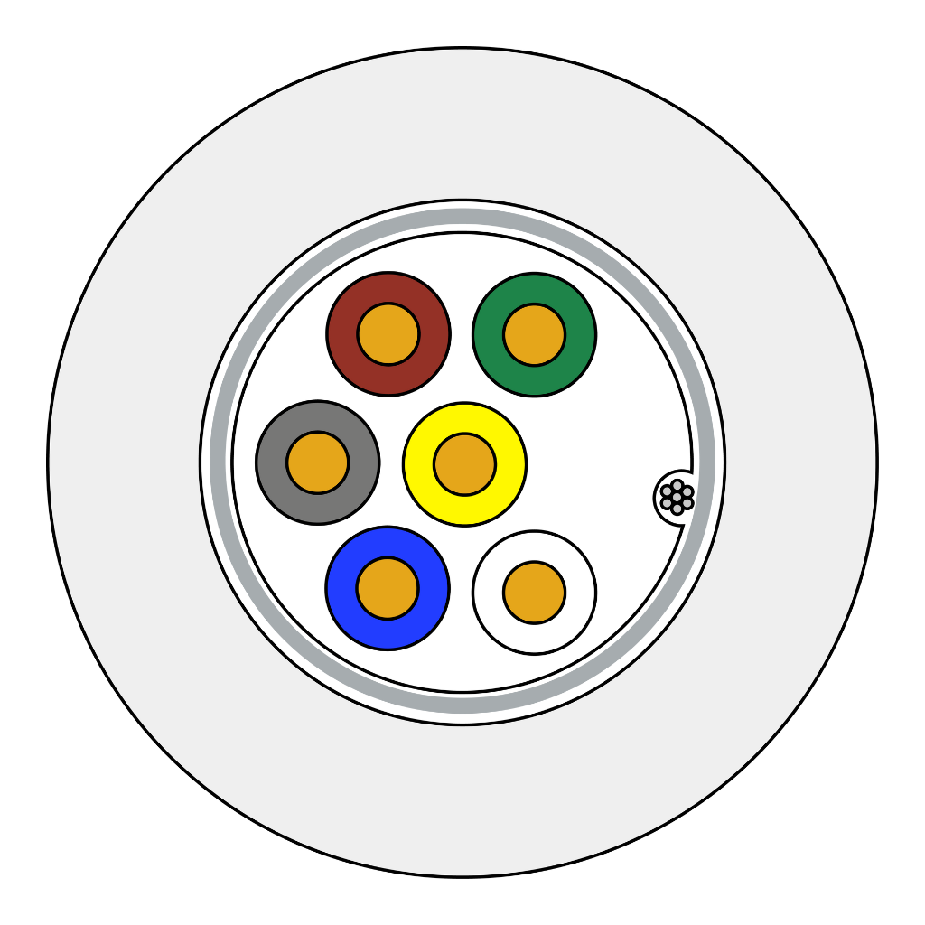Rollo 100m de cable manguera blanco flexible 6 hilos apantallado LSZH (6x0,22) CPR B2ca
