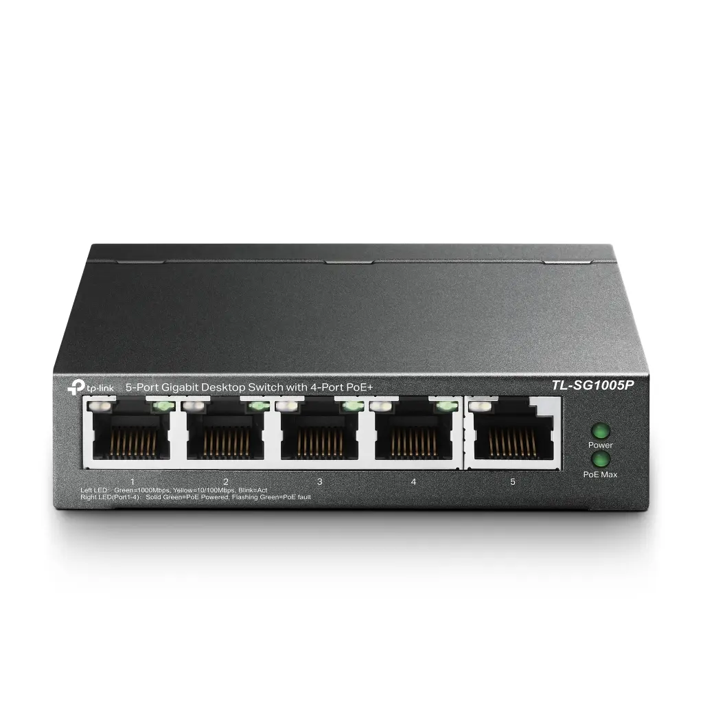 Switch de sobremesa Gigabit de 5 puertos con 4 puertos PoE+