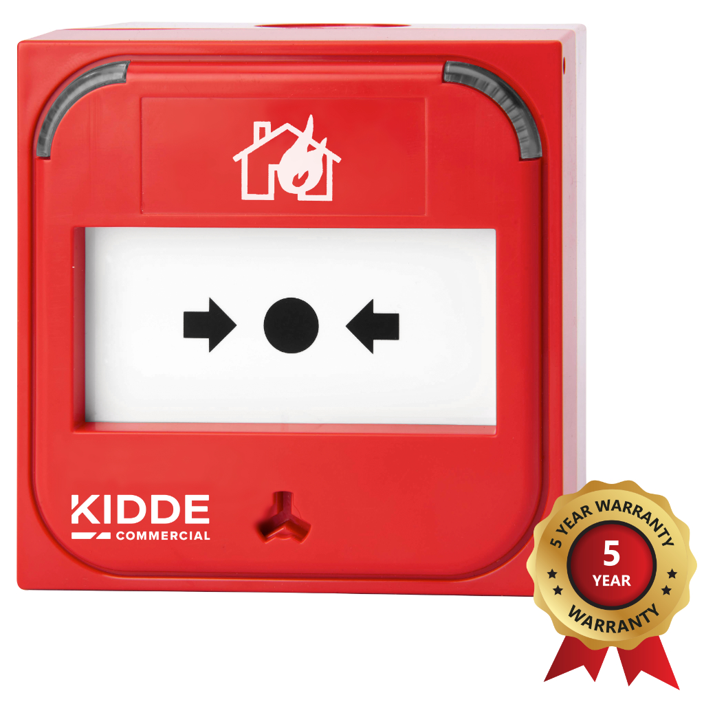 Pulsador analogico inteligente con aislador. Serie Excellence. Incluye caja superficie. Color rojo