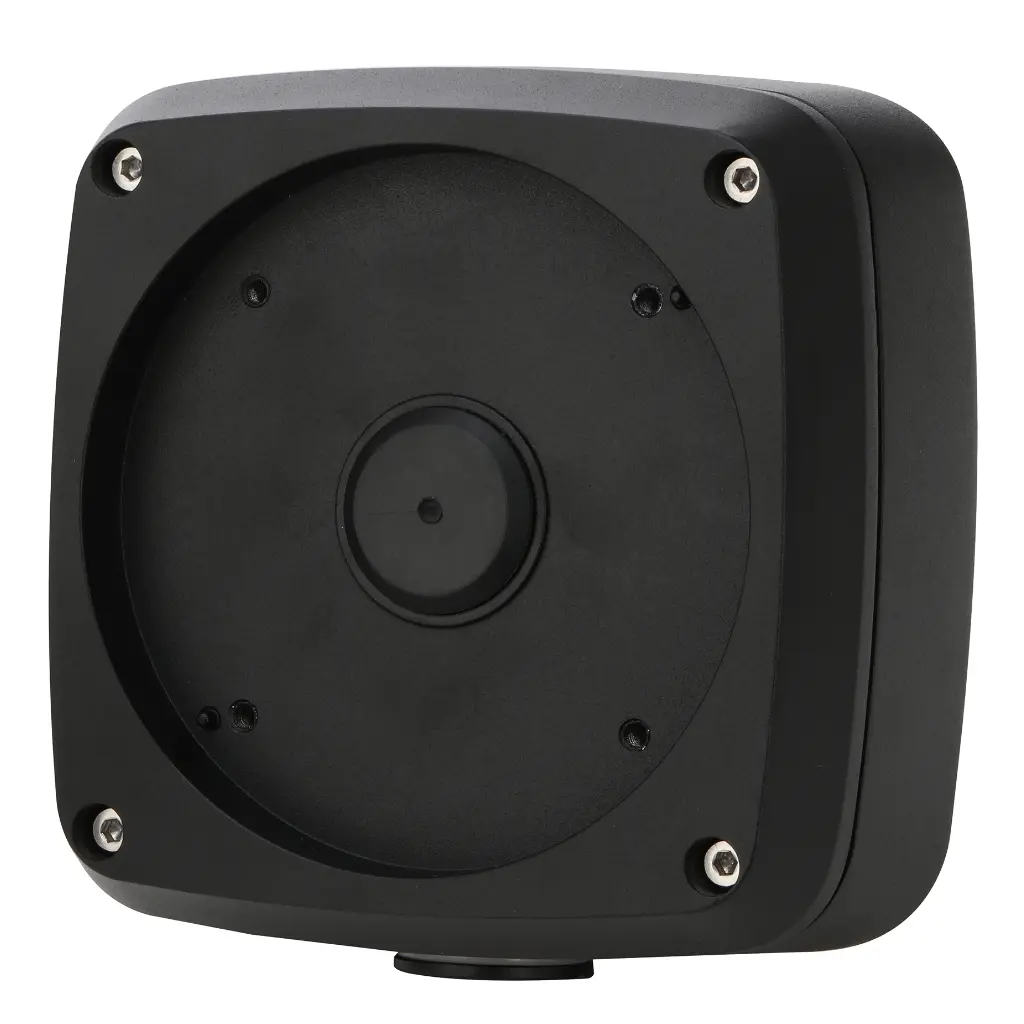 Caja conexiones impermeable cuadrada con anclaje circular en 4 puntos para IPC-MFW5241T2-E3-ASE-B. Color Negro