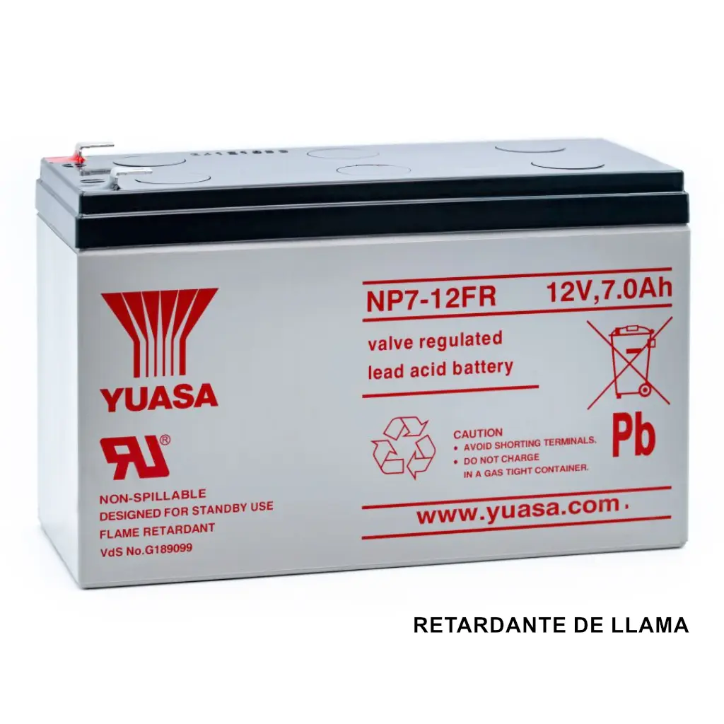 Batería de 12V. Capacidad 7Ah. Conexión tipo Faston 4.75mm. Carcasa FR