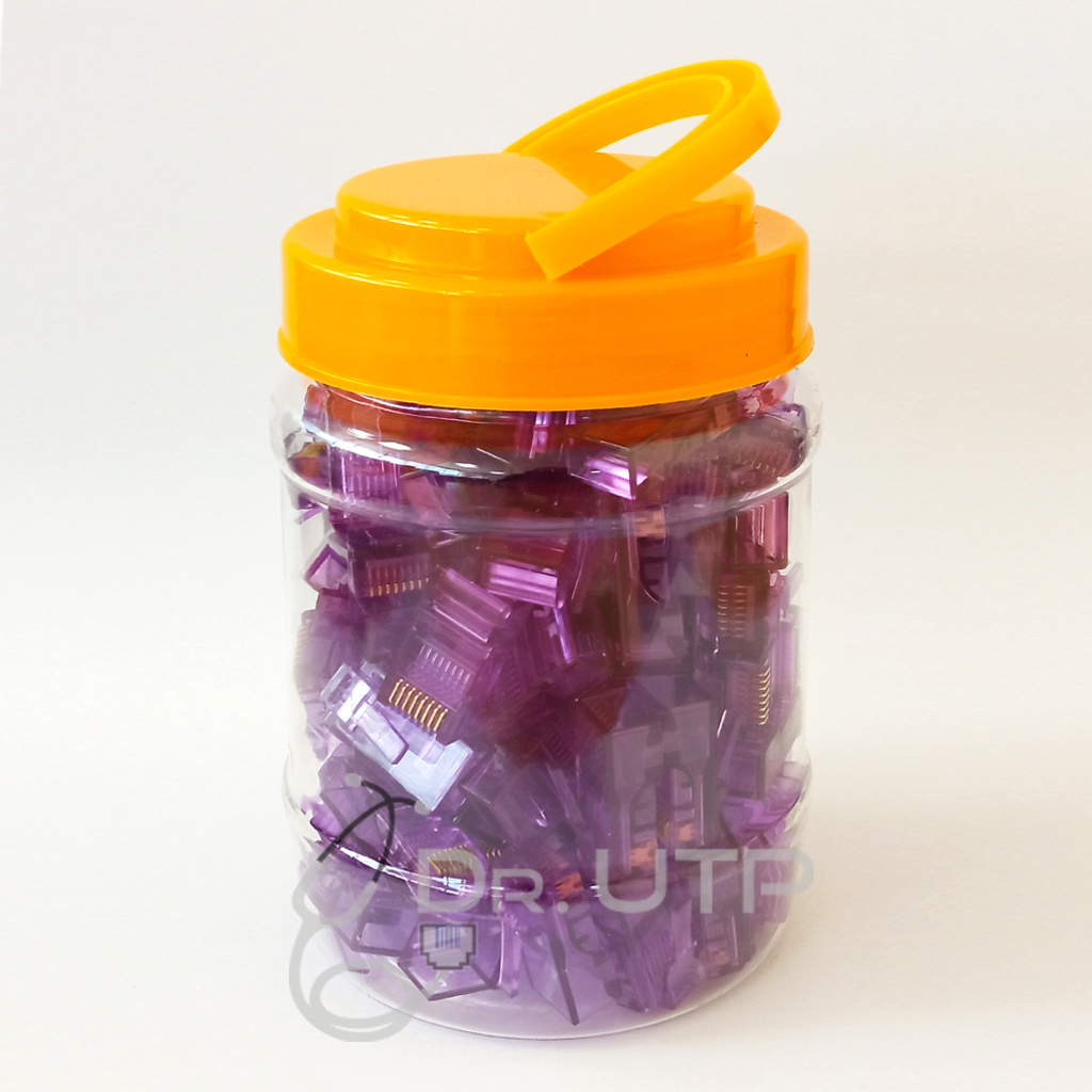 RJ45 CAT.5e Purple Color Connector in 100-unit Jar