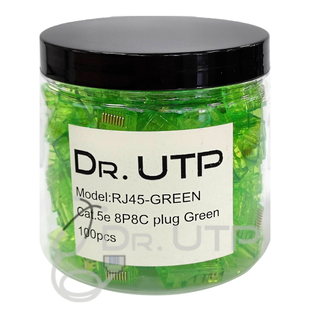RJ45 Connector CAT.5e Green Color in 100 units Jar