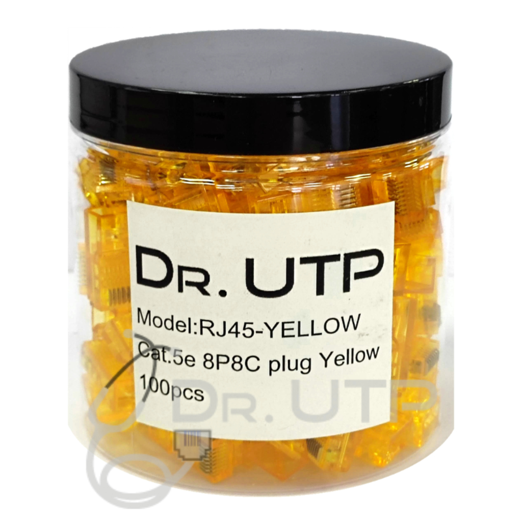 Conector RJ45 CAT.5e Color Amarillo en Tarro de 100 unidades