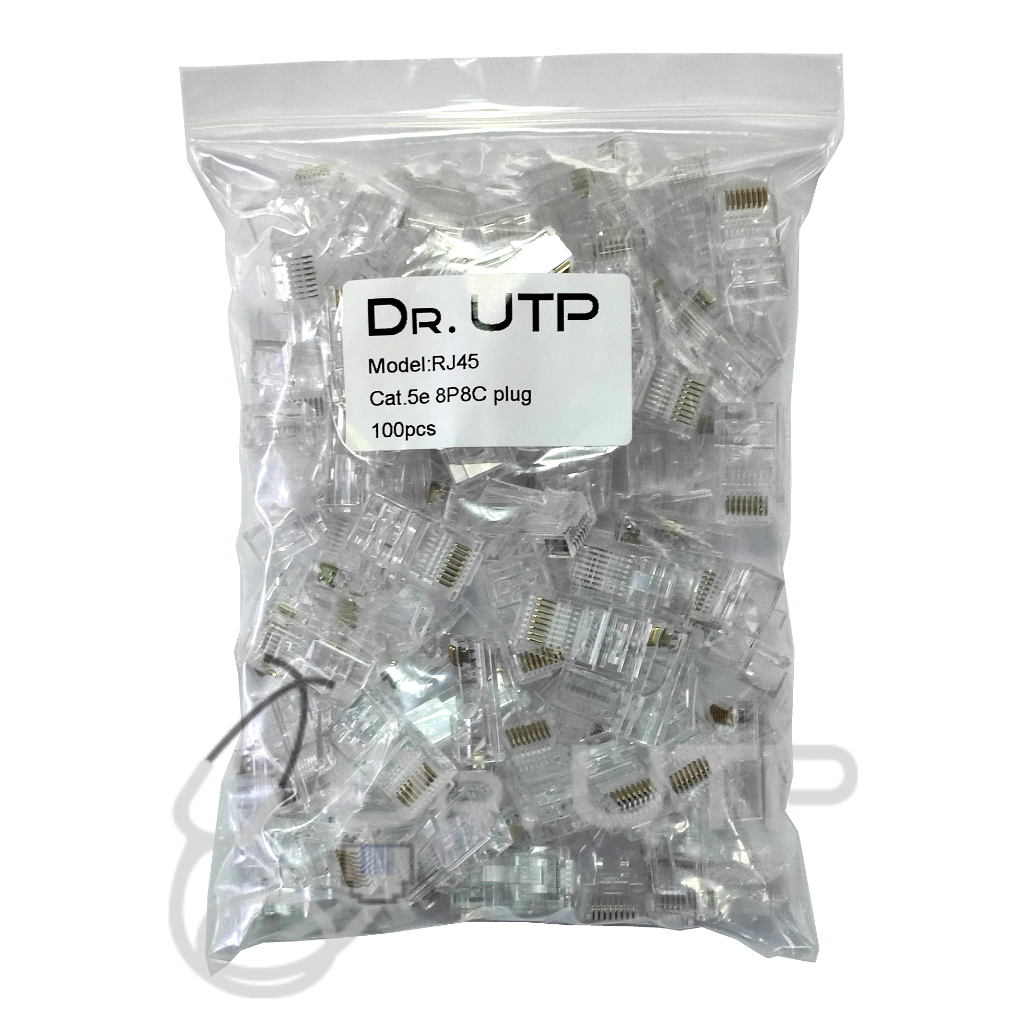 RJ45 Connector CAT.5e Transparent in Bag 100 units