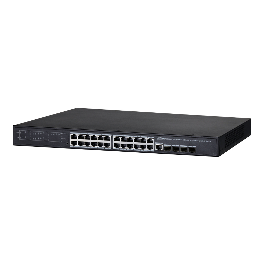 Switch PoE 24 puertos Gigabit + 4 Uplink Gigabit 370W 802.3at Gestionable Layer2