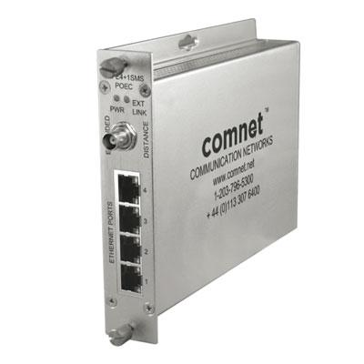 Four Channel Ethernet over Coax with IEEE 802.3af 15.4W Pass-Through PoE, 10/100Mbps, Industrial, Local/Remote Configurable, Module