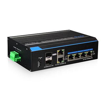 Switch Industrial Hi-PoE 4 puertos Gigabit + 2 Uplink Combo Gigabit (2SFP+2RJ45) 120W Redundant 802.3af/at 6KV