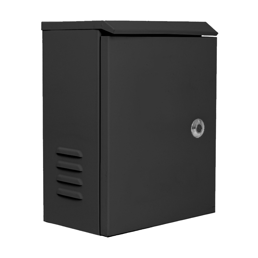DISTRIBUTION BOX. Caja de acero 300x400x180 para báculos de 3.5m y 4.5m. Color negro