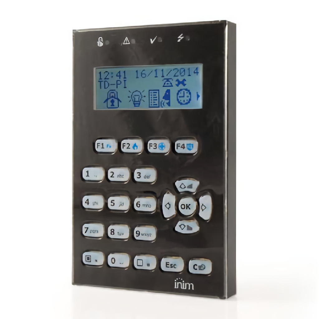 [NCODE-G-BL] Teclado LCD. 4 leds. 1 terminal I/O. Sensor de luminosidad. Para centrales PRIME. Color Negro.