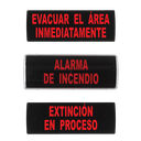 Rótulo evacuación con zumbador de 90dB. Caja de plástico 3 insertables incluidos. IP41