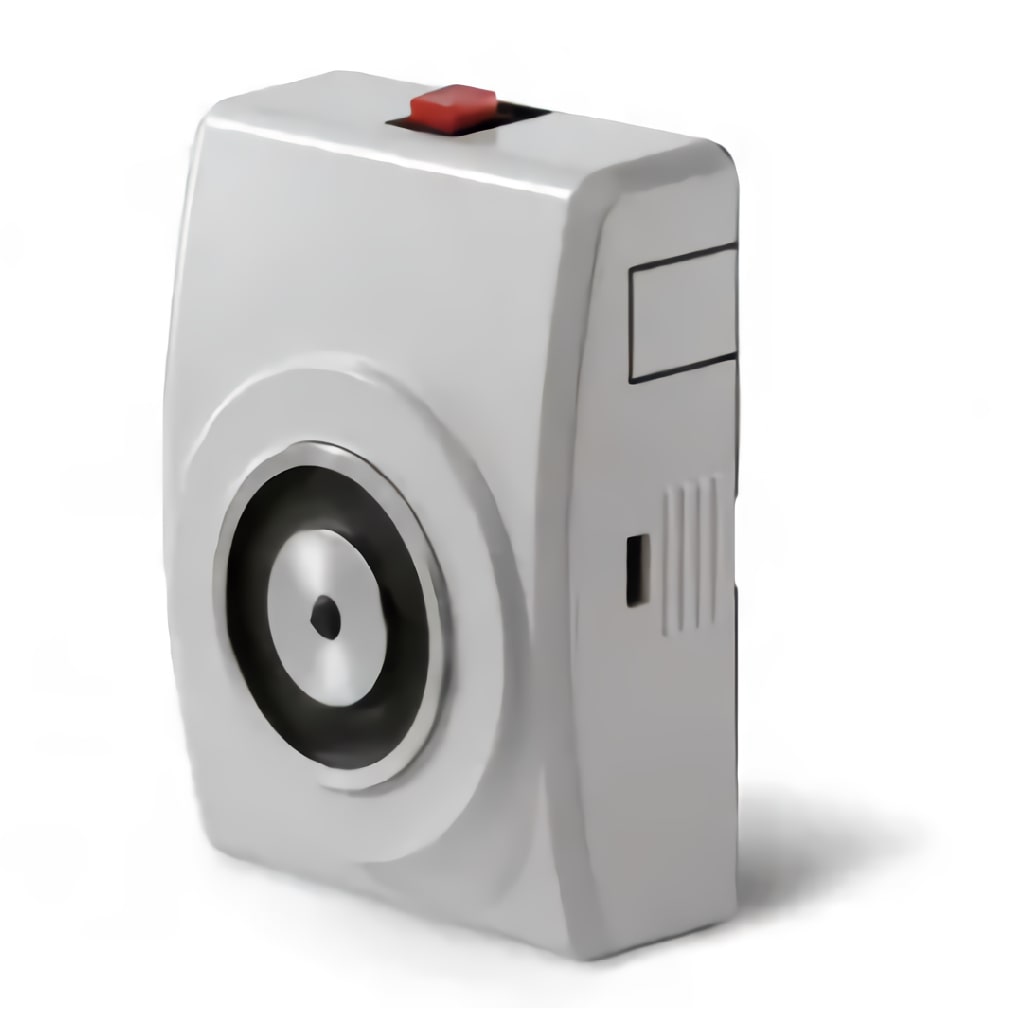 [960119] Retenedor de pared de 800N con caja y pulsador, para puerta cortafuego . Caja de plástico reforzado
