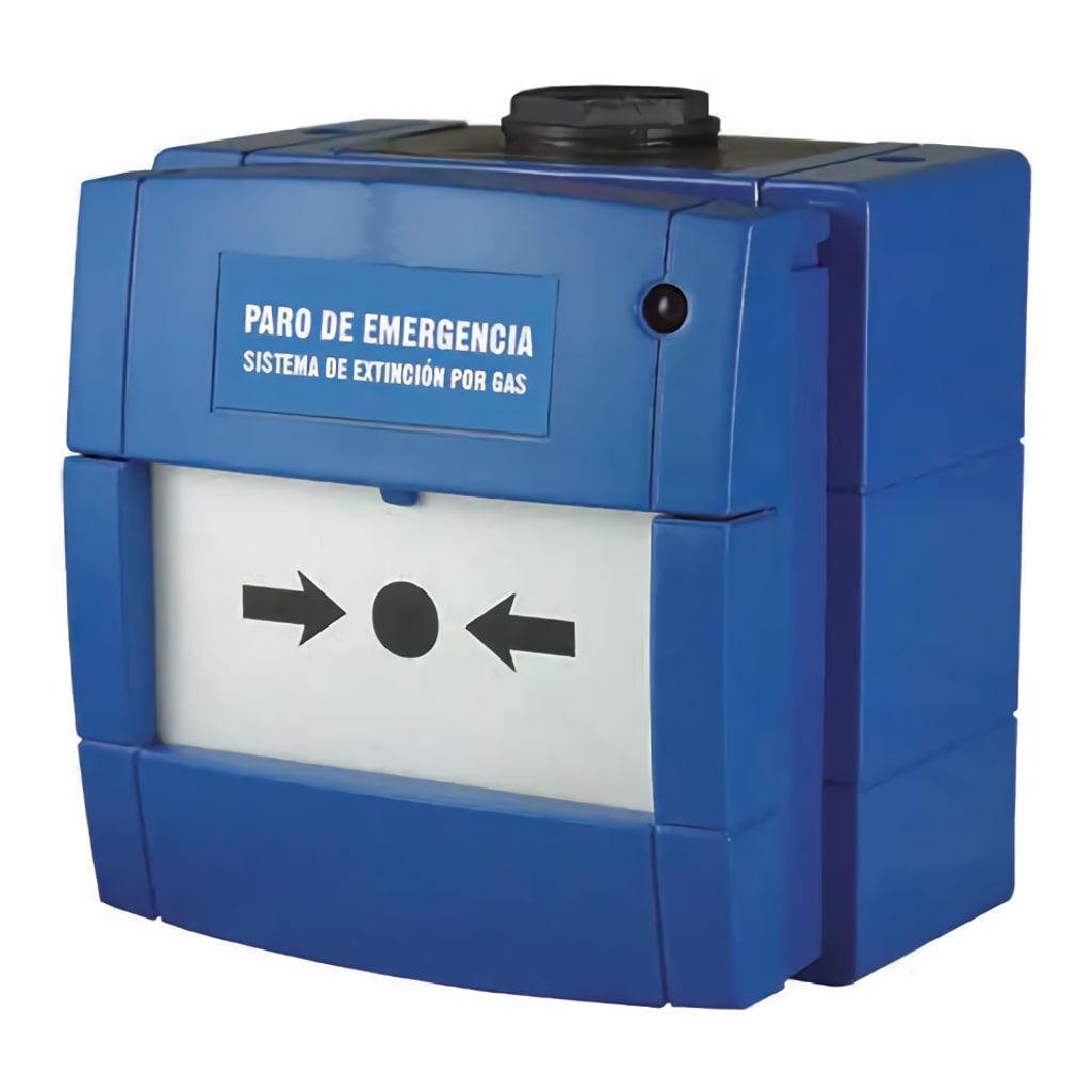 [W3A-B000SG-K013-66] Pulsador KAC Paro de Extinción EN-12094-3 color Azul IP65.