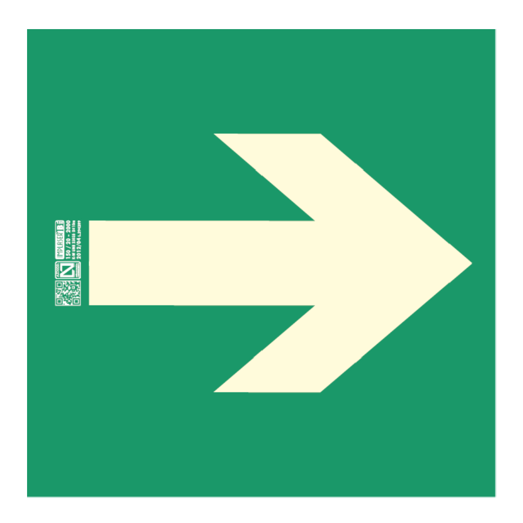 [EV226N] Señal flecha evacuación 22,4x22,4cm