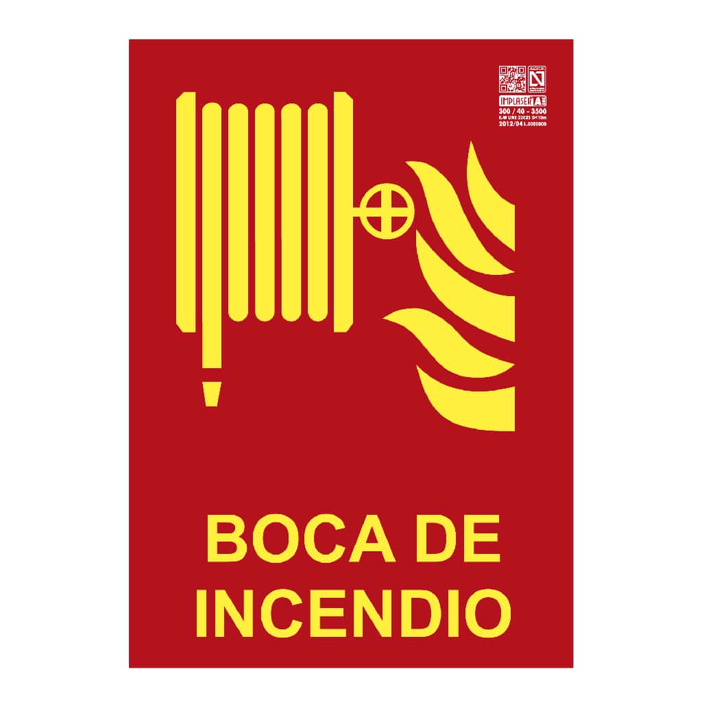 [EX230L-A4] Señal boca de incendio Clase A 29,7x21cm