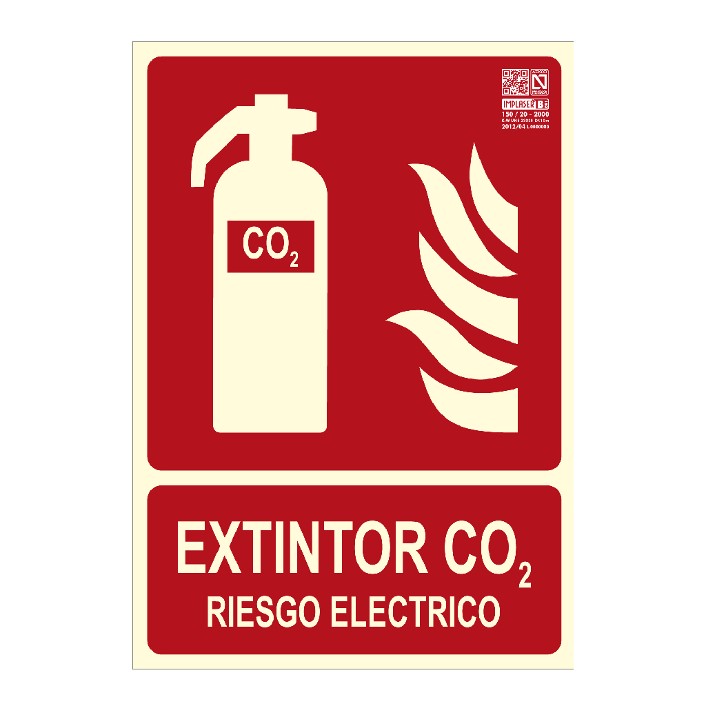 [EX219N-A4] Señal extintor CO2 riesgo eléctrico 29,7x21cm