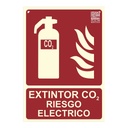 Señal extintor CO2 riesgo eléctrico 29,7x21cm