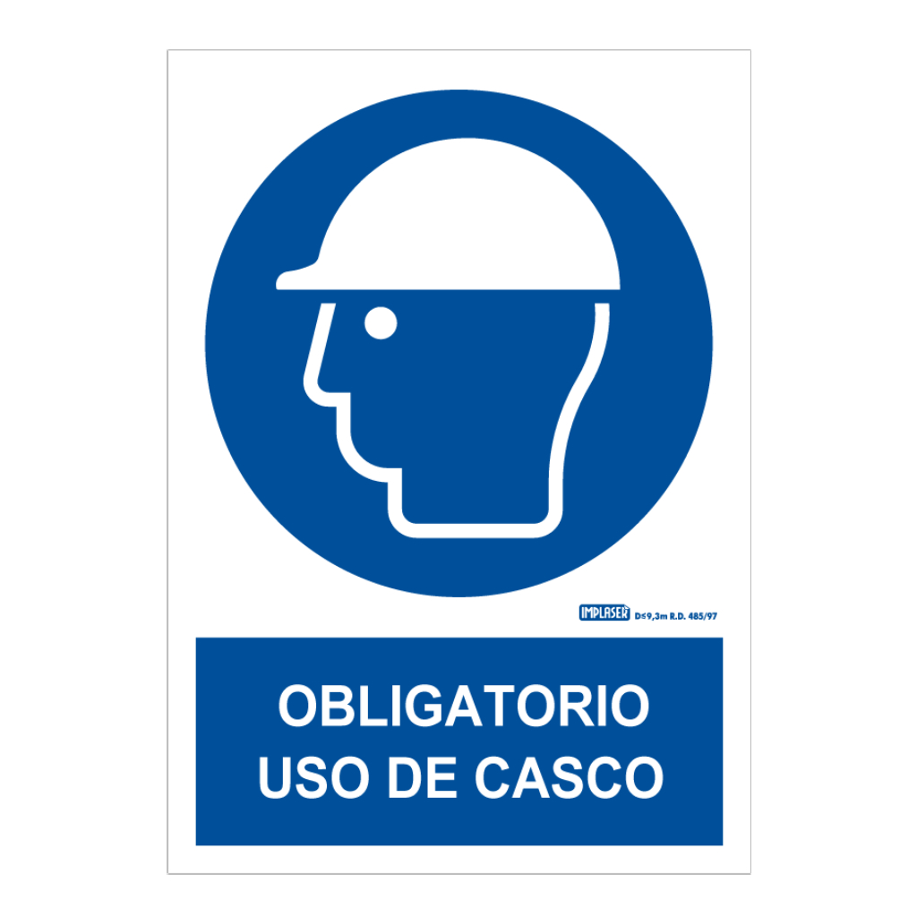 [OB01-A4] Señal obligatorio uso de casco 29,7x21cm