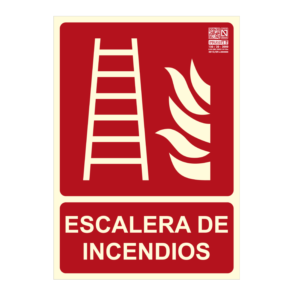 [EX208N-A4] Señal escalera de incendios 29,7x21cm