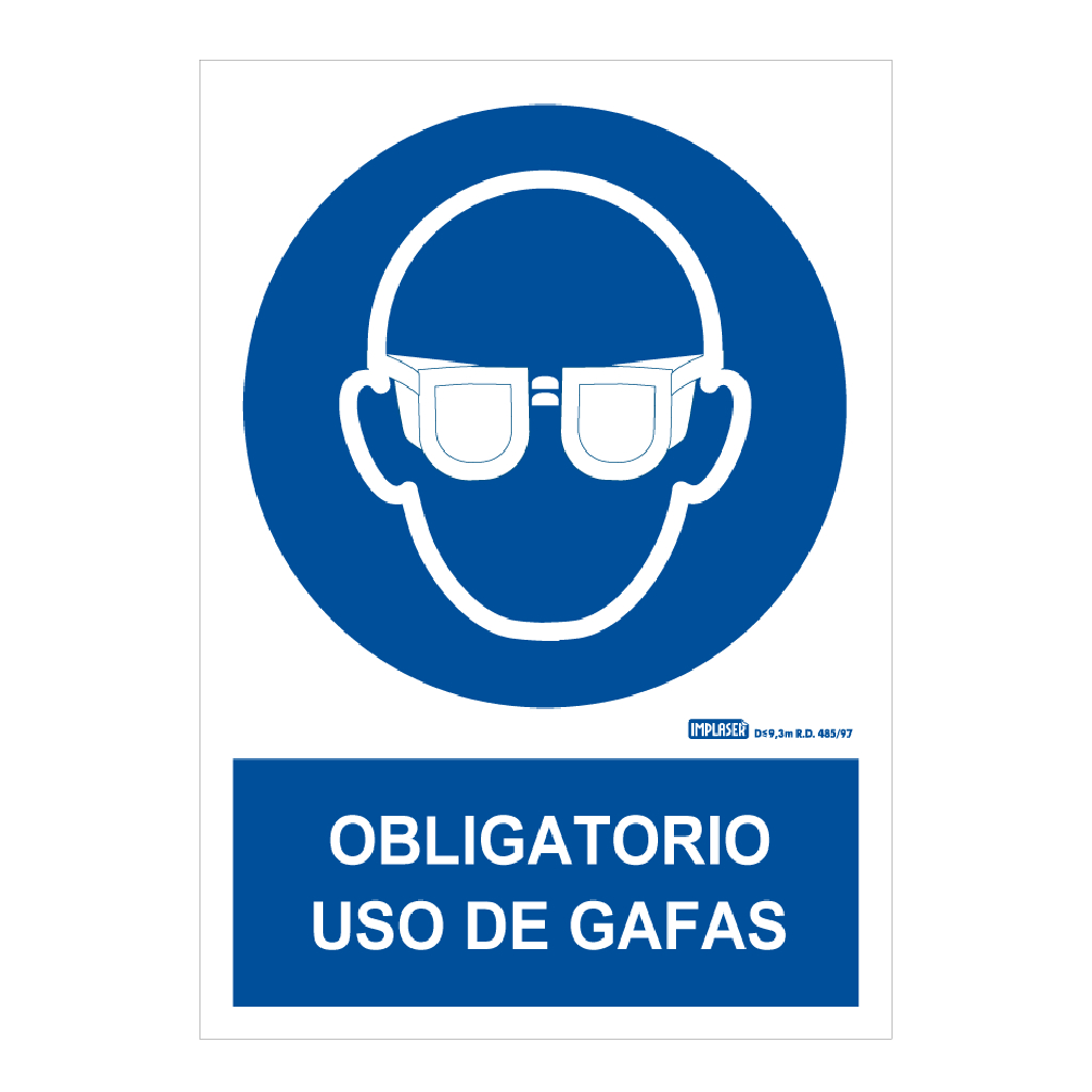 [OB03-A4] Señal obligatorio uso de gafas 29,7X21cm