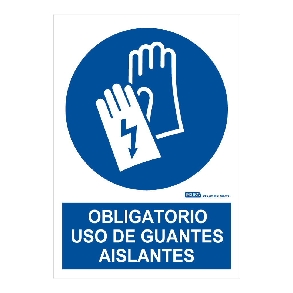 [OB05-A4] Señal obligatorio uso guantes aislantes 29,7x21cm