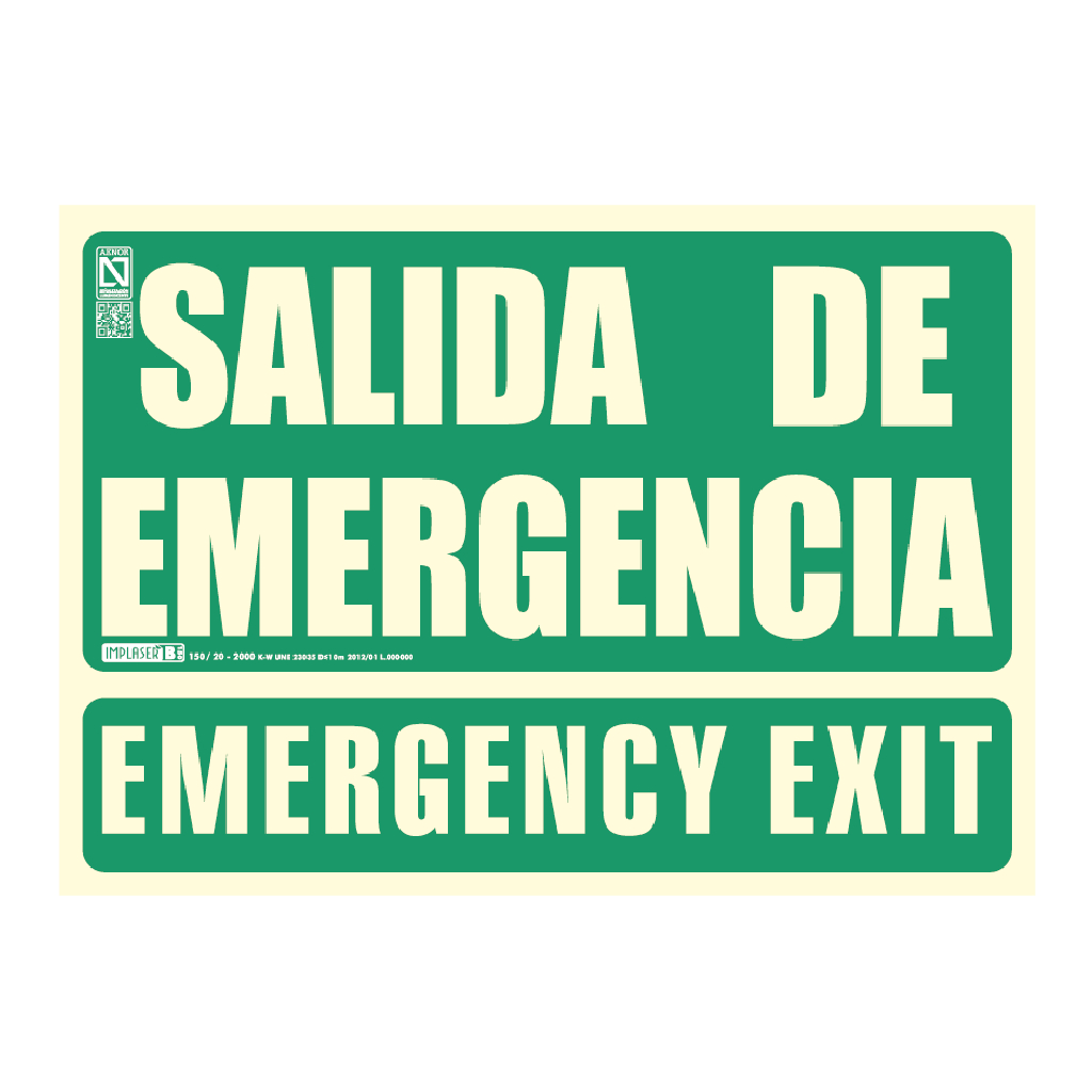 [EV275N-A4] Señal salida de emergencia-emergency exit 29,7x21cm