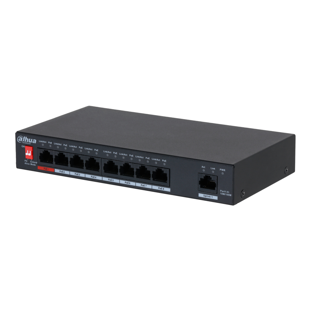 [PFS3009-8ET-96] Switch PoE 2.0 8 puertos 10/100 + 1 Uplink 10/100 96W 802.3at Layer2