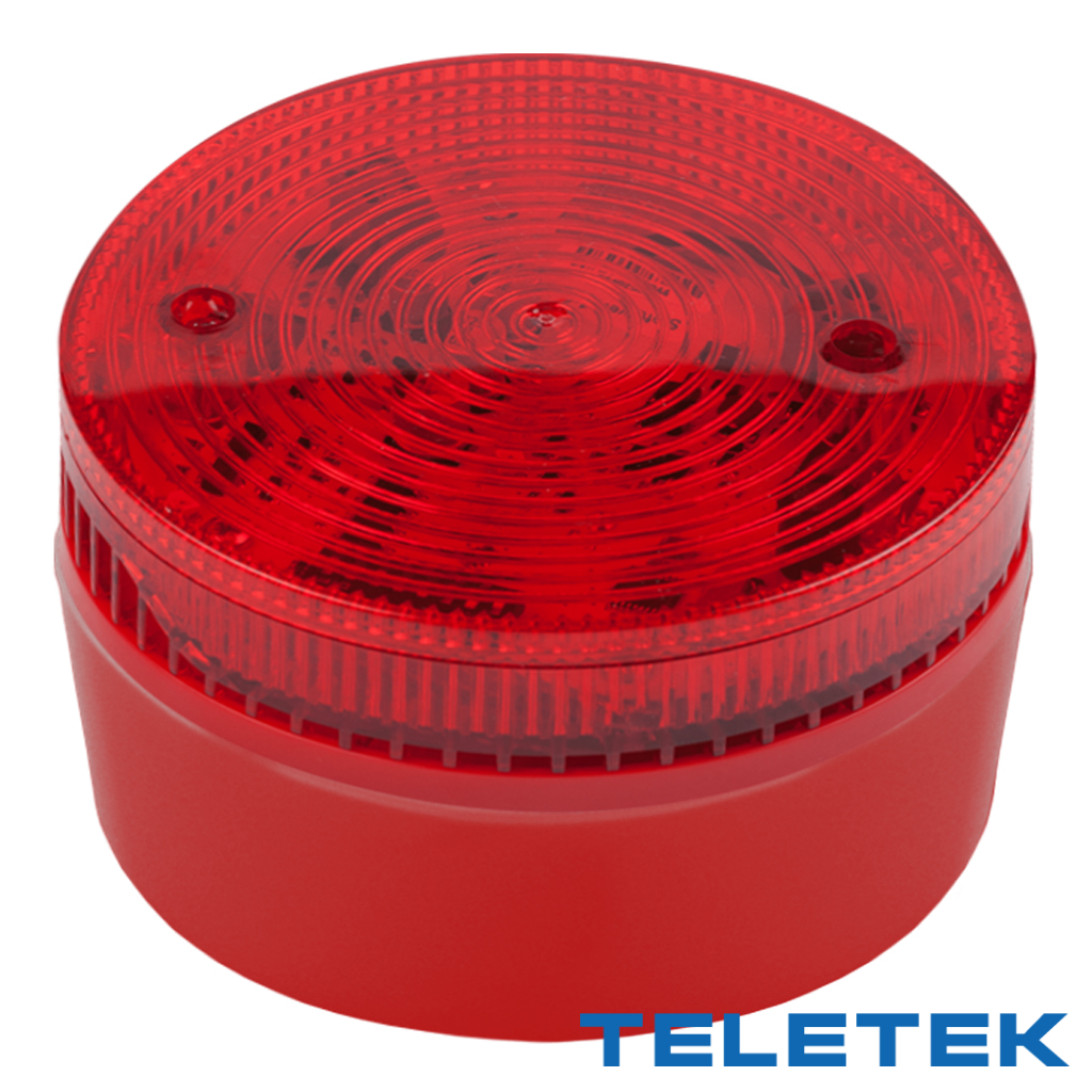 [SF100RSST-DBR] Sirena de incendio interior de montaje en pared, con luz estroboscópica. EN54. Rojo + base alta