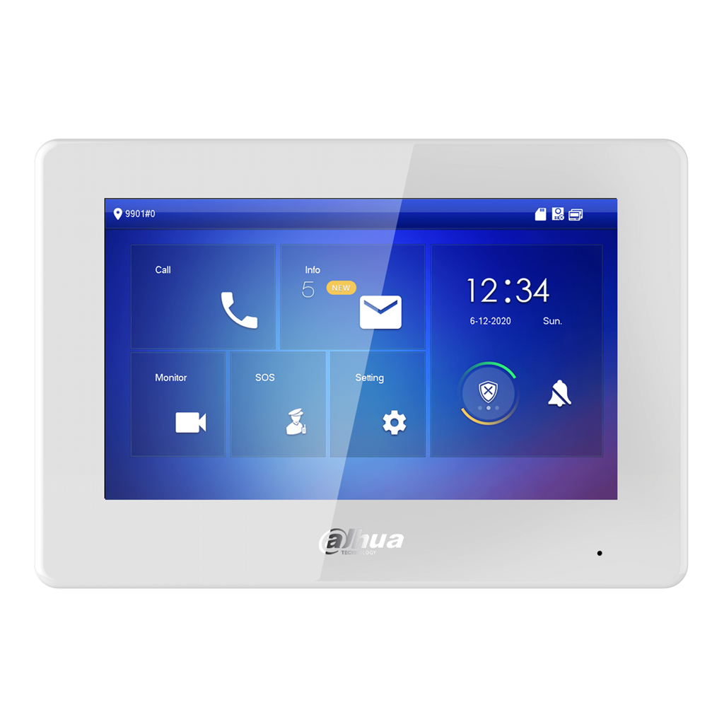 [VTH5422HW] Monitor Interior 7&quot; de Superficie para Videoportero IP de 2-hilos Pantalla Táctil PoE SD 6E 1S Alarma Blanco