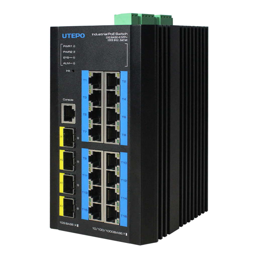 [UTP7616GE-POE-IE] Switch Industrial Fast-Ring PoE 16 puertos Gigabit + 4 Uplink 10G SFP 360W 802.3af/at 6KV - Layer 3