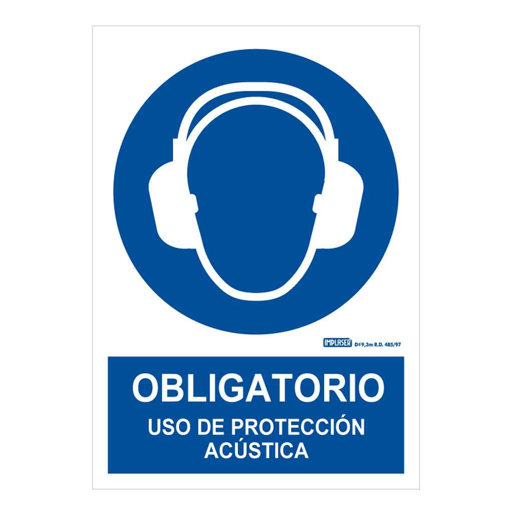 [OB16-A4] Señal obligatorio uso de protección acústica 29,7x21cm