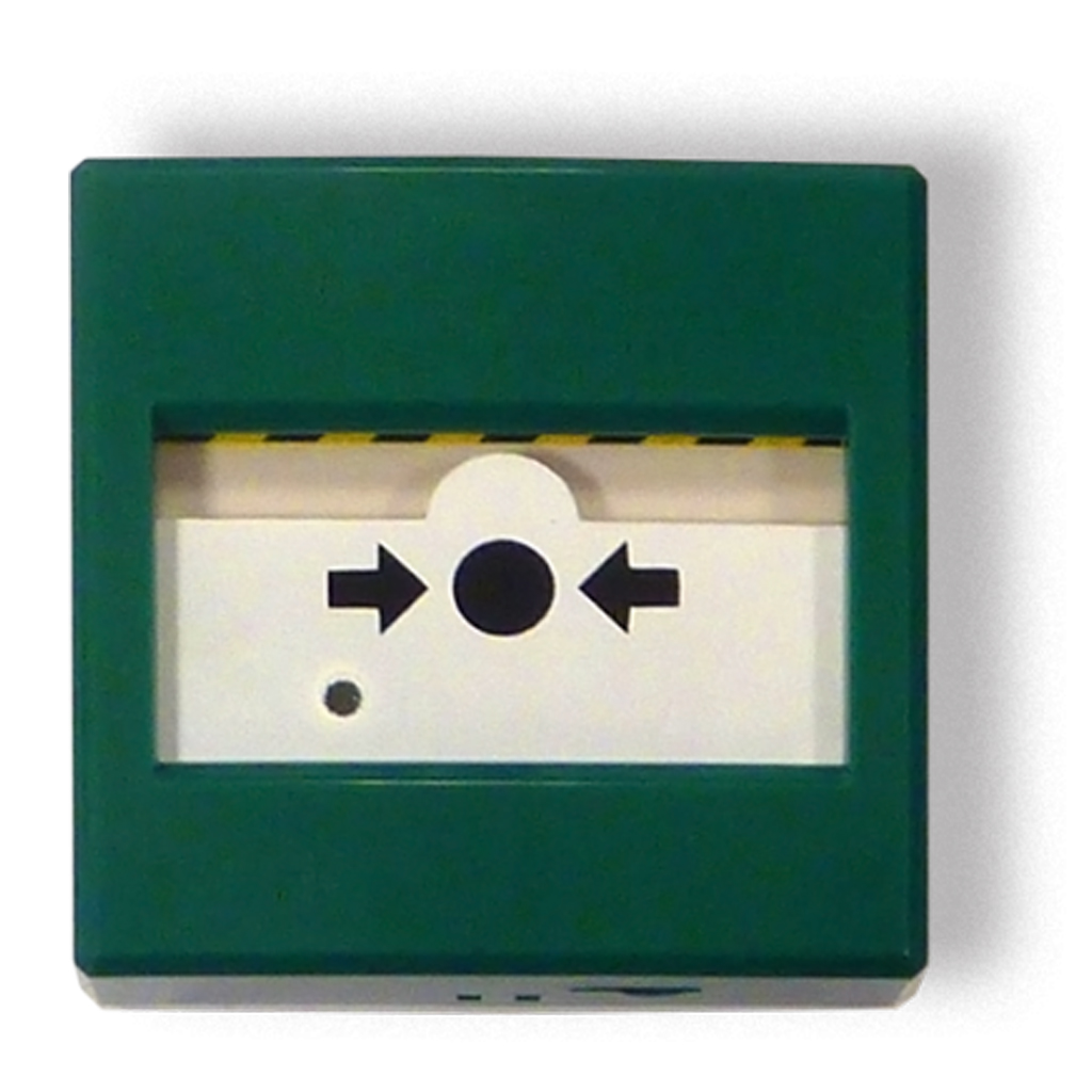 [IC0020G] Pulsador de Alarma manual para paro de extinción automática. Color Verde