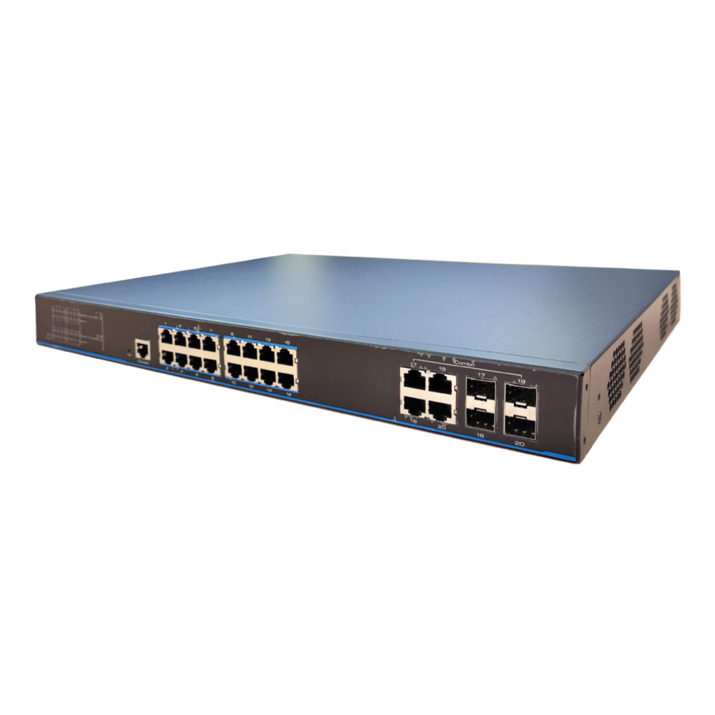 [UTP3320TS-PSB-L2] Switch PoE 16 puertos Gigabit + 4 Uplink Gigabit Combo (RJ45/SFP) 280W 802.3af/at 6KV Manejable Layer2