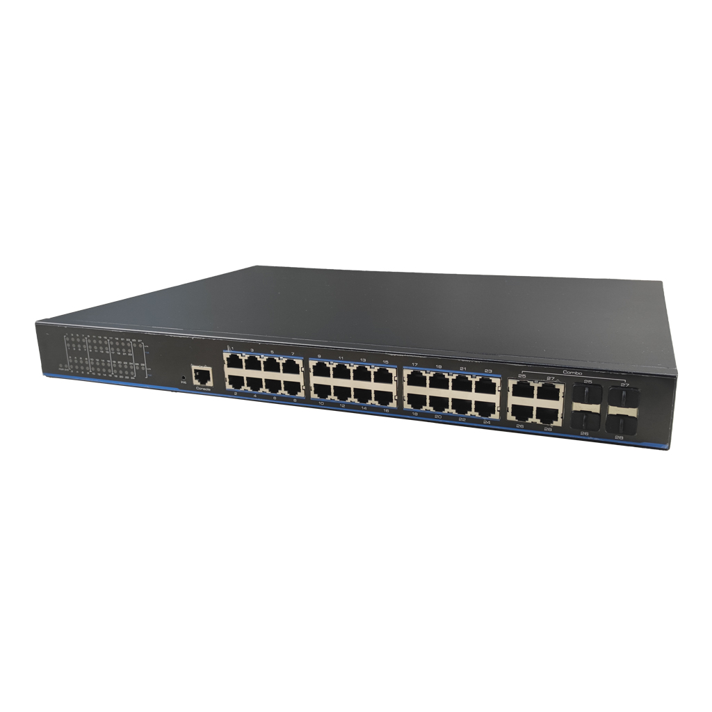 [UTP3328TS-PSB-L2] Switch PoE 24 puertos Gigabit + 4 Uplink Gigabit Combo (RJ45/SFP) 280W 802.3af/at 6KV Gestionable Layer2