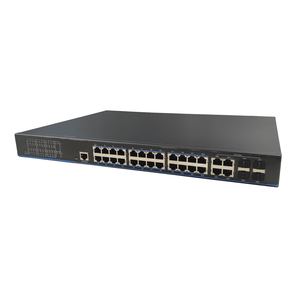 [UTP3328TS-PSB-L2] Switch PoE 24 puertos Gigabit + 4 Uplink Gigabit Combo (RJ45/SFP) 280W 802.3af/at 6KV Manejable Layer2