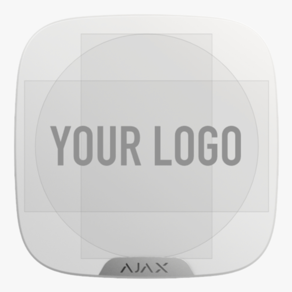 [20380.63.WH1] Ajax Brandplate. Placa frontal personalizable para StreetSiren DoubleDeck. Color blanco. Pack de 10ud