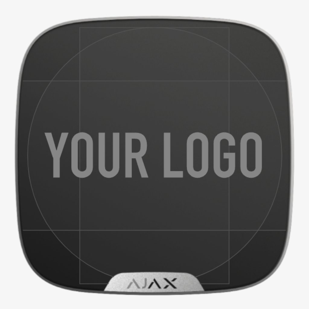 [20379.63.BL1] Ajax Brandplate. Placa frontal personalizable para StreetSiren DoubleDeck. Color negro. Pack de 10ud