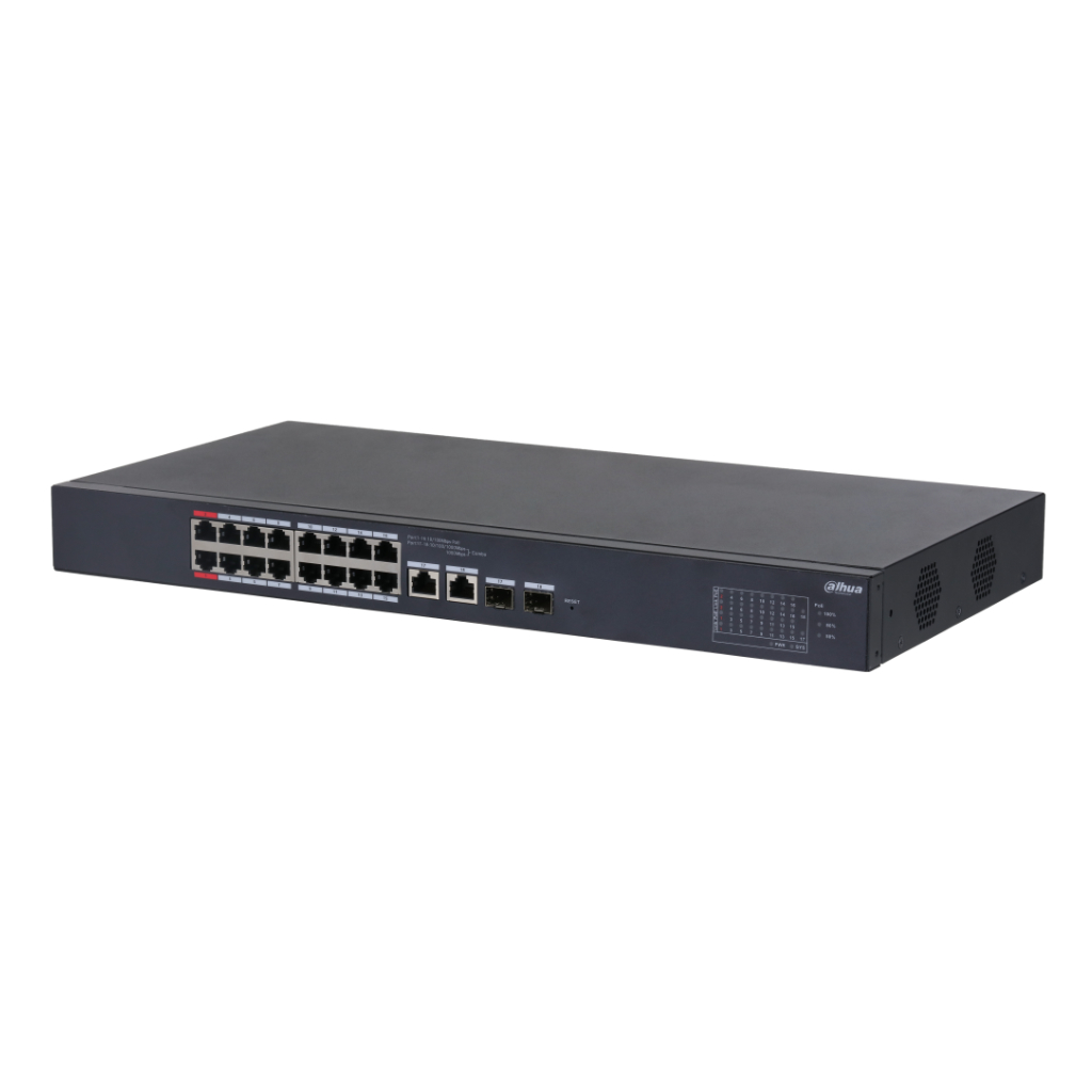 [CS4218-16ET-240] Switch PoE 16 puertos 10/100 + 2 Combo Gigabit RJ45/SFP Uplink 240W Gestionable en Cloud Layer2