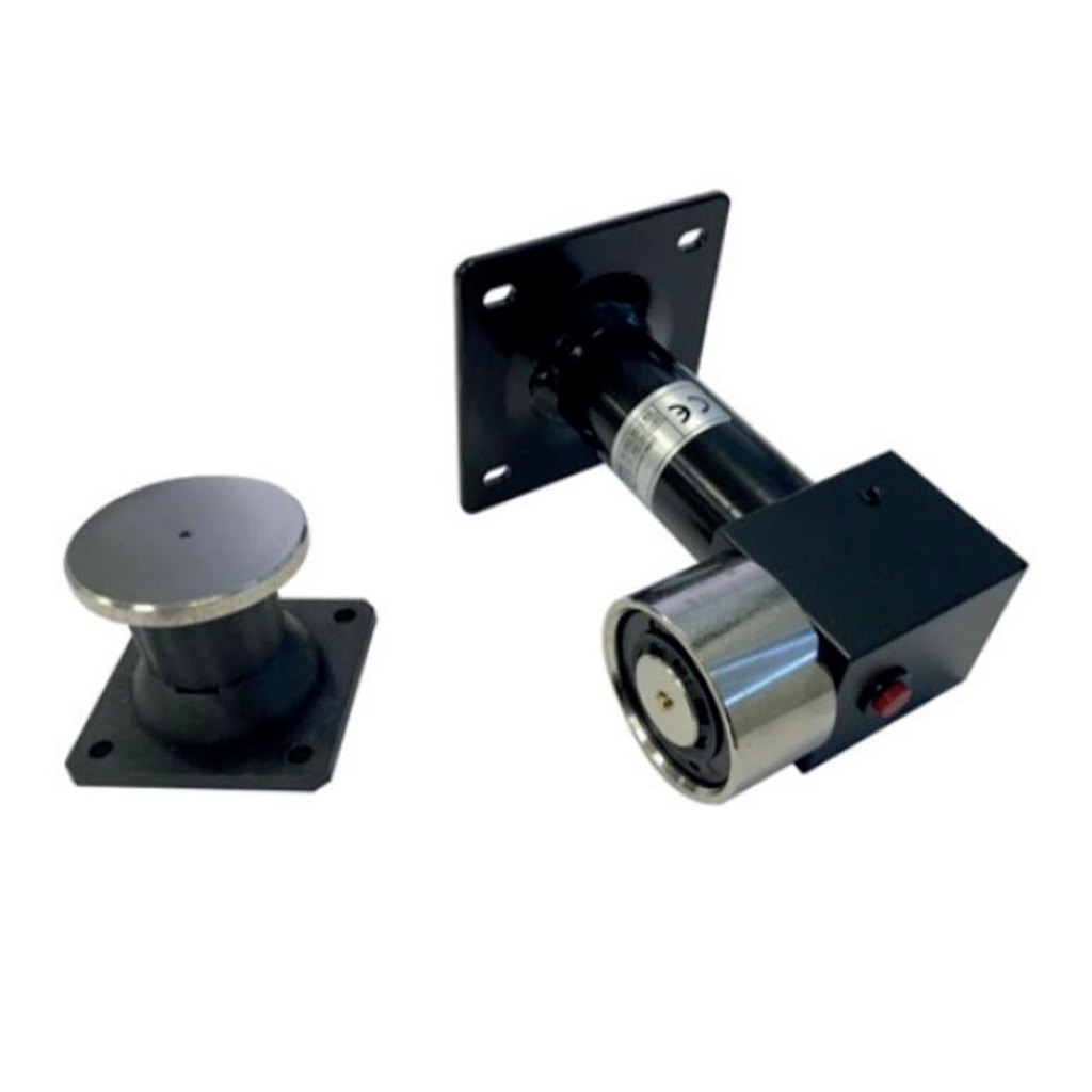 [UTKFZ05C] Retenedor electromagnetico de 400N. Soporte 150mm. Cabezal giratorio. Pulsador desbloqueo