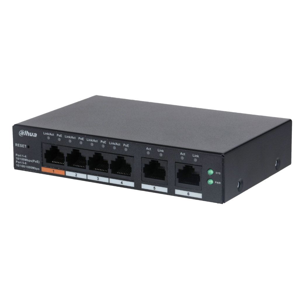 [CS4006-4ET-60] Switch PoE 4 puertos 10/100 + 2RJ45 Uplink Gigabit 60W Gestionable en Cloud Layer2