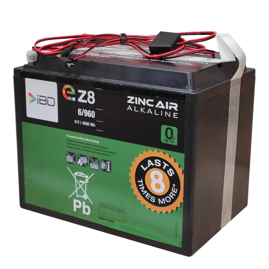 [BAT-6V960-DC-eZ8] Batería de Zinc-Aire 6V-960 (6V/4890Wh) eZ8. Triple conector DC