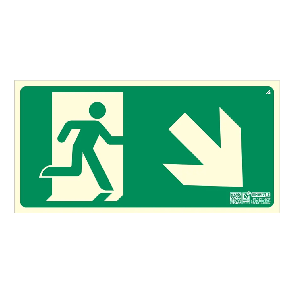 [EV358N] Señal salida bajada rampa o escalera derecha 32x16cm