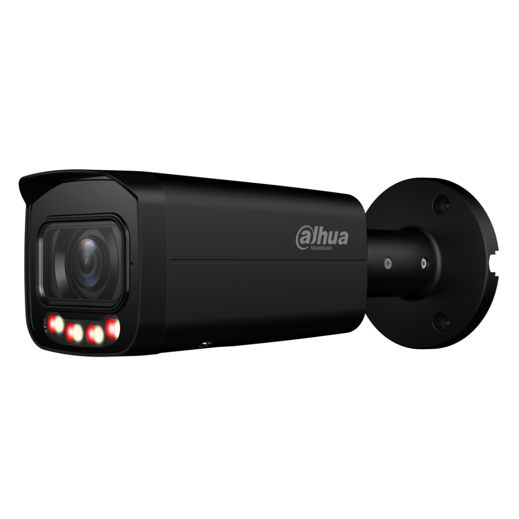[IPC-HFW2449T-ZAS-IL-B] Tubular IP 4M H265 FULL COLOR WDR Iluminación Dual LED60m/IR60m 2.7-13.5mm IP67 PoE AUDIO MIC E/S AI. Color negro