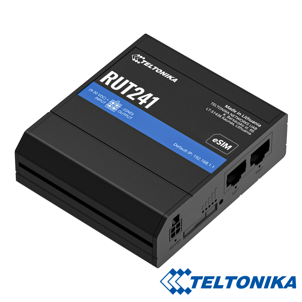 [RUT241] Router Teltonika Industrial 4G LTE 1xSIM Wi-Fi4 2xRJ45