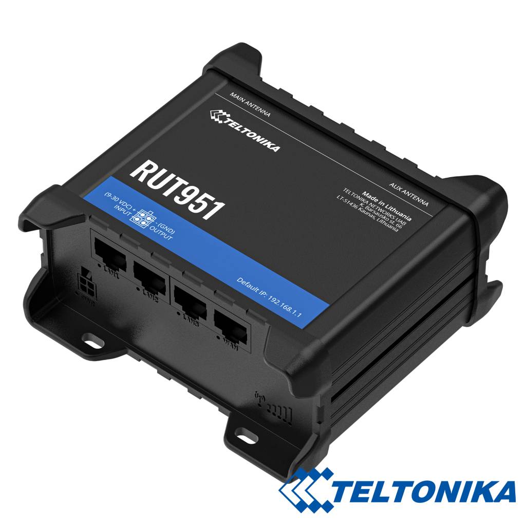 [RUT951] Router Teltonika Industrial 4G LTE 2xSIM Wi-Fi4 4xRJ45