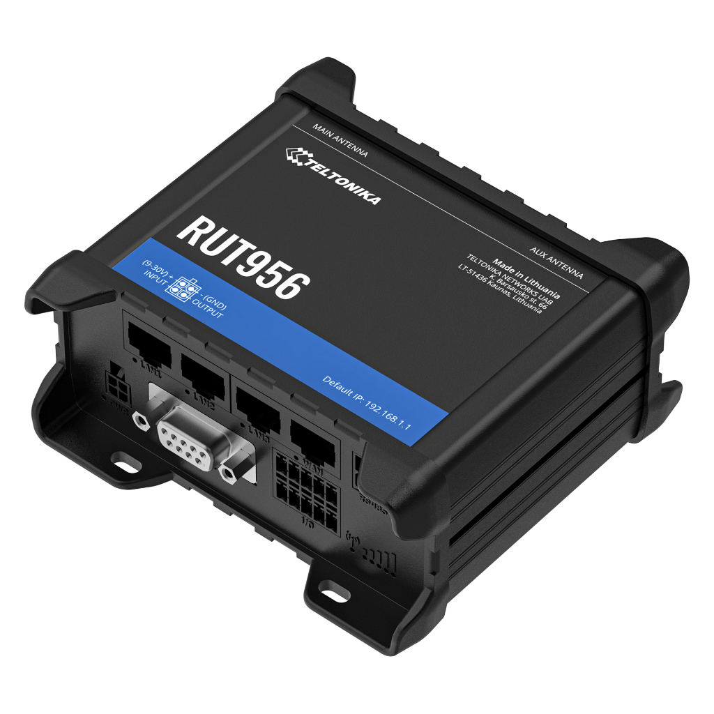 [RUT956] Router Teltonika Industrial 4G LTE 2xSIM Wi-Fi4 4xRJ45 RS232 RS485 USB 2.0 Micro SD