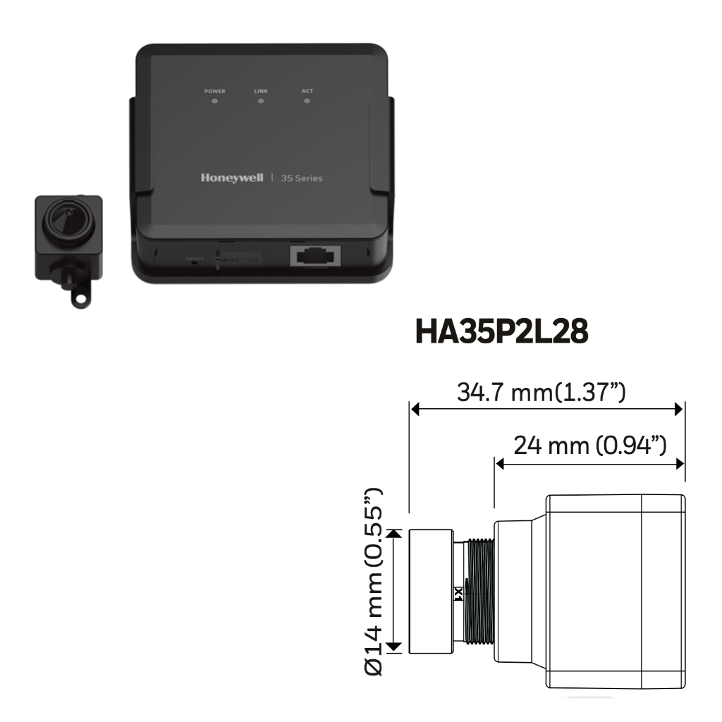 [HA35P2L28] Minicamara IP serie 35 Pinhole 2MP 2.8mm H265 WDR PoE 12Vdc Audio E/S