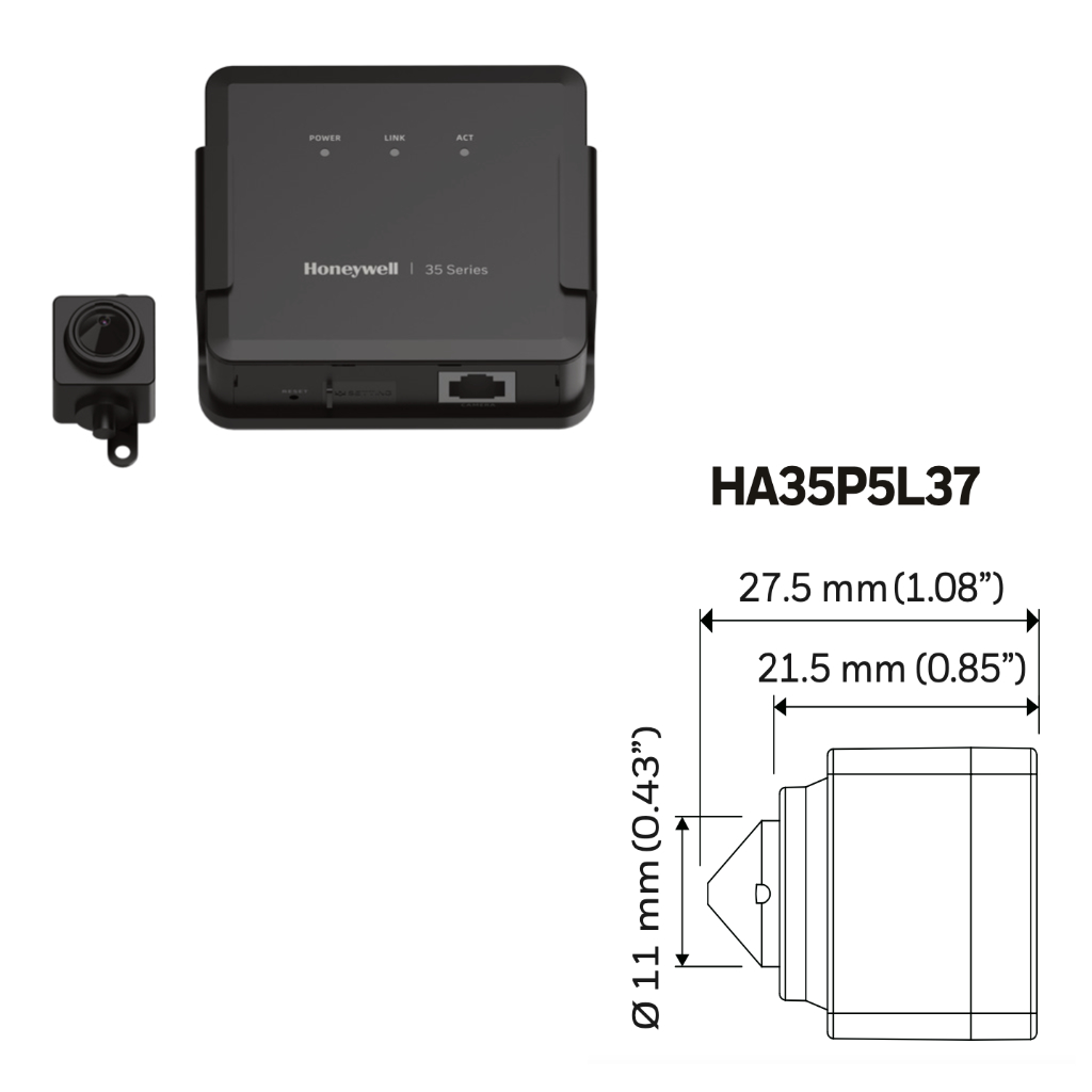 [HA35P5L37] Minicamara IP serie 35 Pinhole 5MP 3.7mm H265 WDR PoE 12Vdc Audio E/S