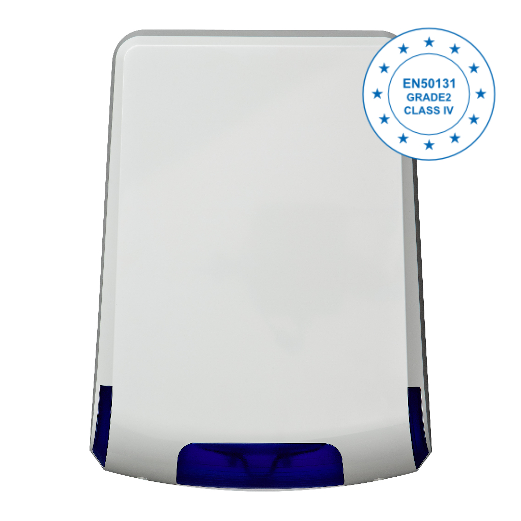 [SR300BBM] Sirena Exterior Flasch Azul Vertical. Batería integrada 9V. Grado 3